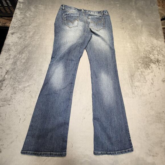 Angels Jeans Womens 11 Regular Blue Bootcut Low Rise Triple Button Front Stretch - Picture 9 of 10